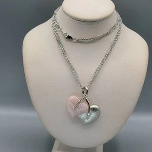 Mother of Pearl Double Heart 925sterling silver Mother of Pearl ,necklace